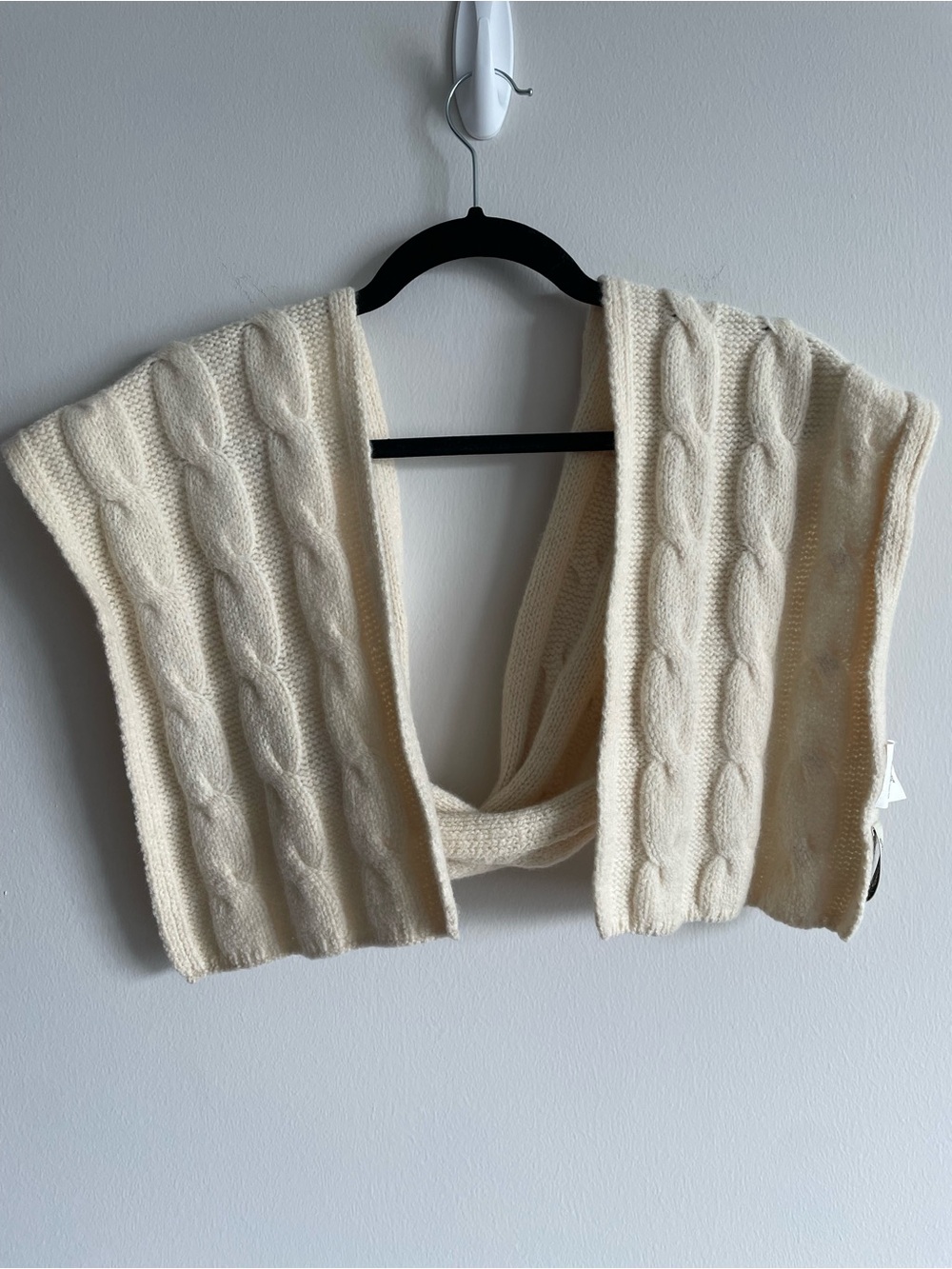Eddie Bauer lambswool angora rabbit blend knit scarf cream classic preppy